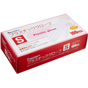リーダー プラスチックグローブ Sサイズ 100枚入 1個