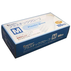 リーダー プラスチックグローブ Mサイズ 100枚入 1個