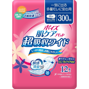 ポイズ 肌ケアパッド 多量モレに安心用(超吸収ワイド) 300cc 12枚入 1個