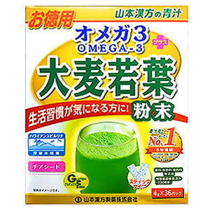山本漢方 オメガ3 ＋ 大麦若葉粉末 4g×36包  1個