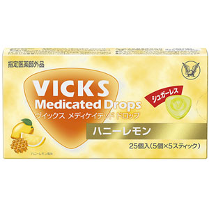 ヴイックス メディケイテッドドロップ シュガーレス ハニーレモン 25個入×10個 