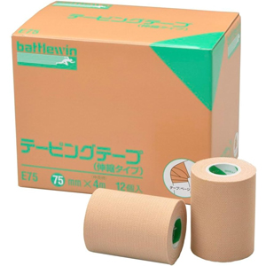 バトルウィン テーピングテープ伸縮タイプ ベージュ E75 75mm×4m  12個入  同梱不可 1個