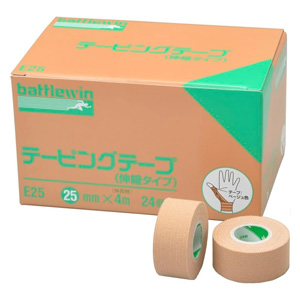 バトルウィン テーピングテープ伸縮タイプ ベージュ E25 25mm×4m  24個入  同梱不可 1個