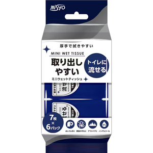日翔 トイレに流せる ミニウェットティッシュ 7枚×6パック 1個